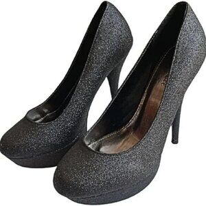 Glitter Platform Pumps – 5" High Heel Round Toe Slip-On Sparkle Dress Shoes
